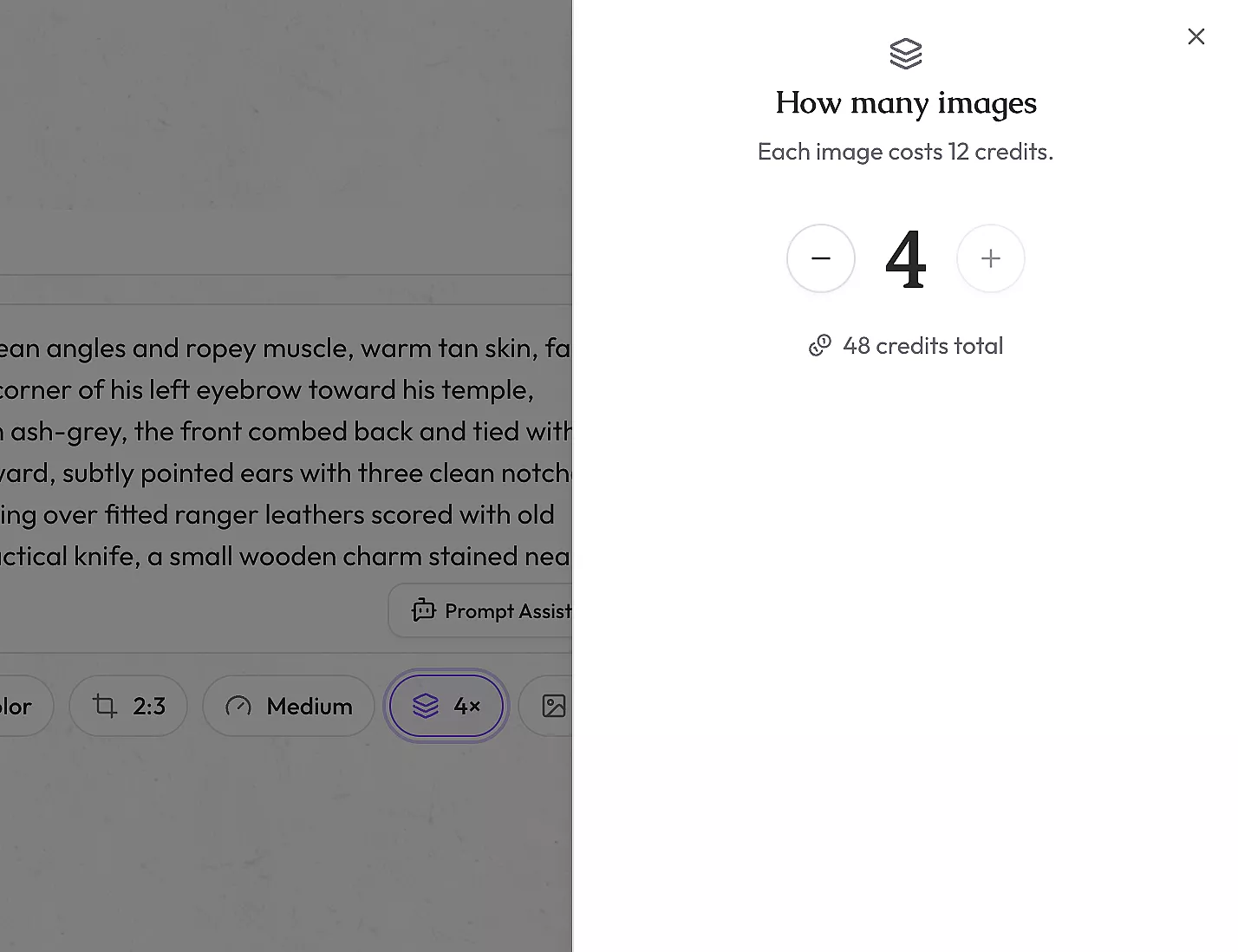 The output count picker menu