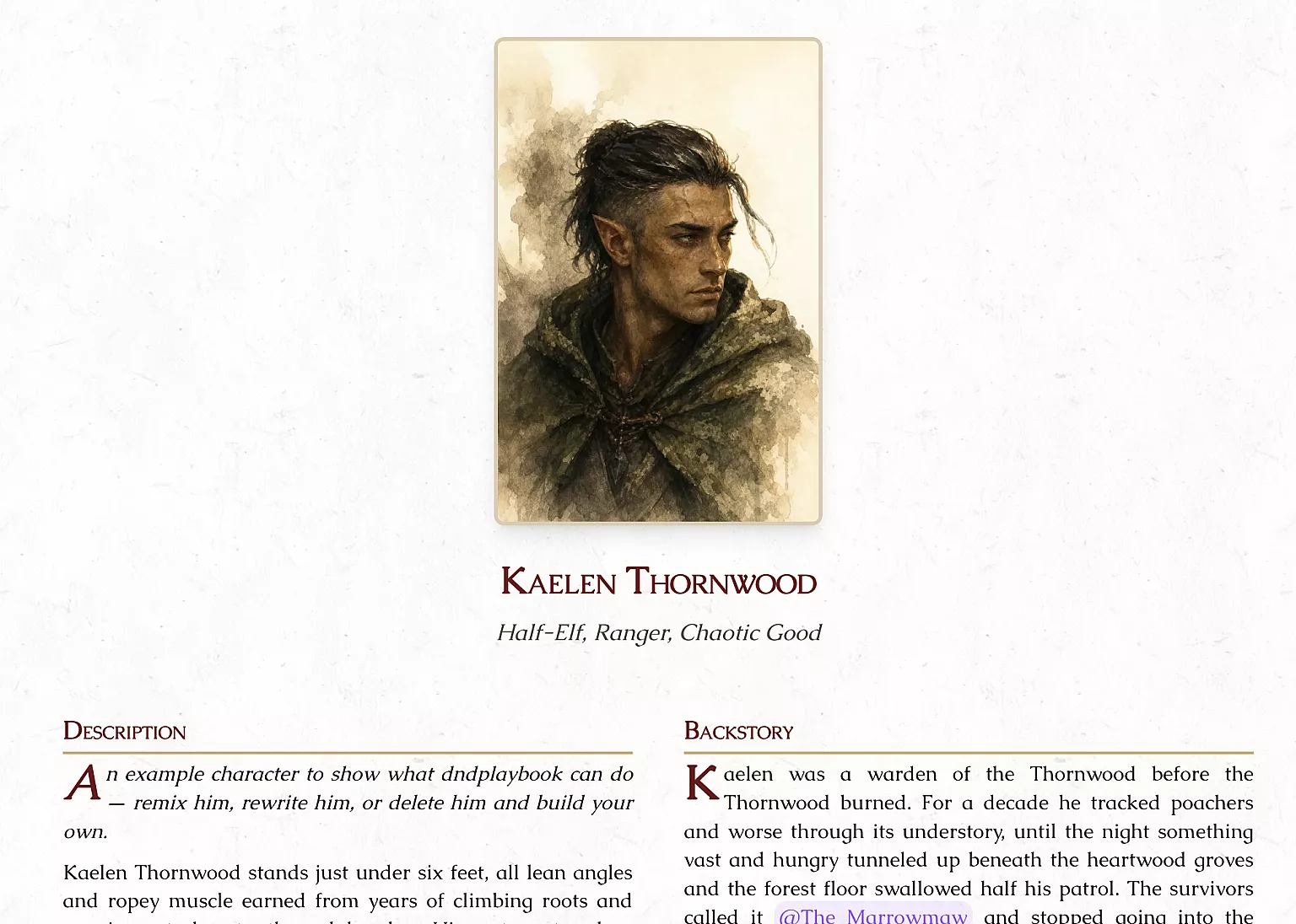 Kaelen Thornwood's finished portrait, set as his primary image
