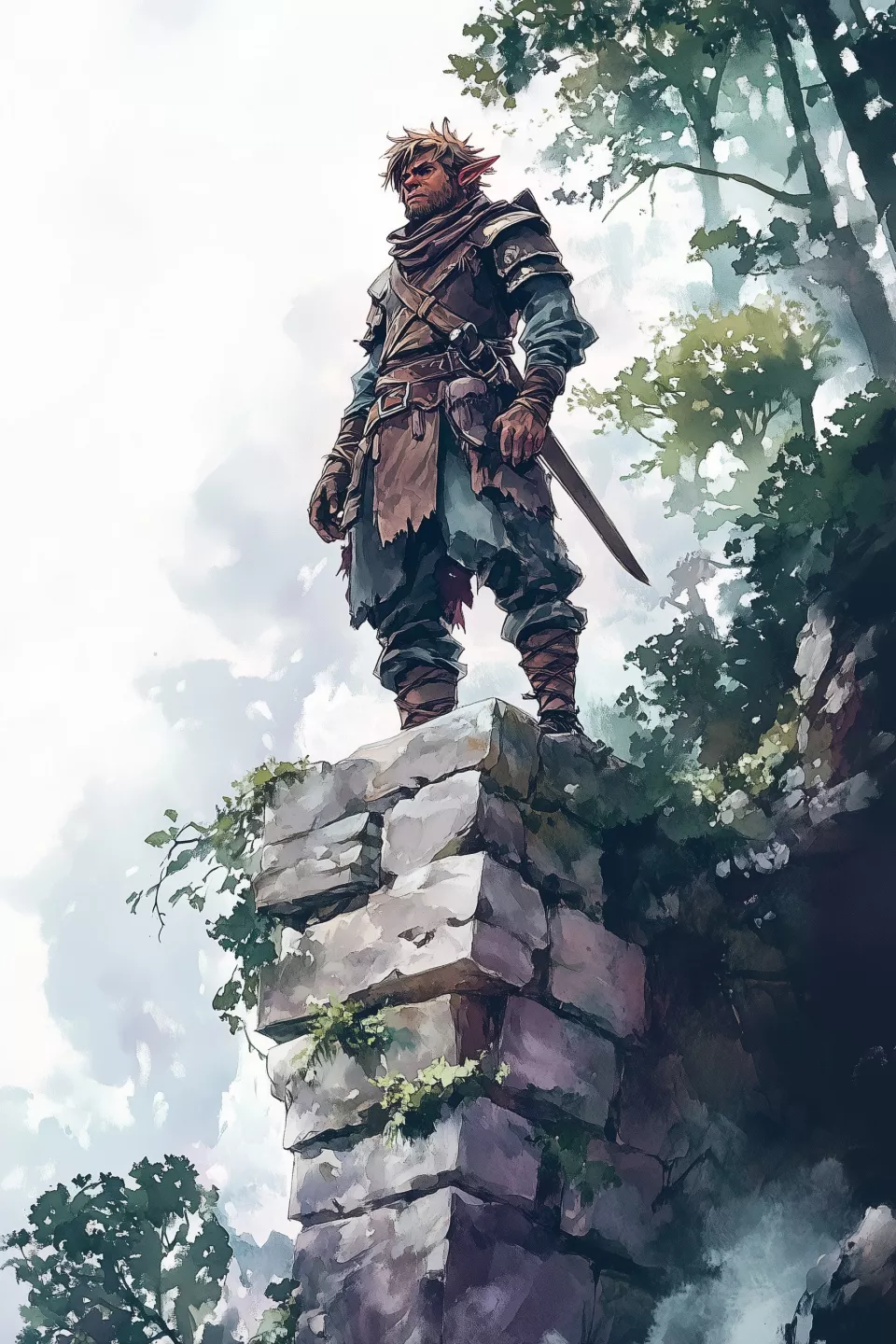 cbowofrivia_A_stumpy_male_halfling_rogue_stands_atop_an_ancient_f7268fce-e918-4f5b-9613-6bcce358781e